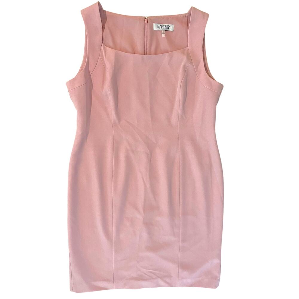 Kasper Women's Pale Pink Solid Sleeveless Sheath Dress Size 16P 16 Petite Career